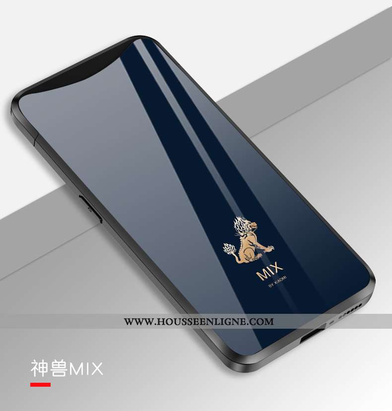 Étui Oppo Find X Protection Verre Miroir Tendance Incassable Bleu Marin Bleu Foncé