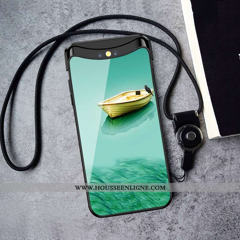 Étui Oppo Find X Verre Personnalité Coque Protection Vert Tendance Verte