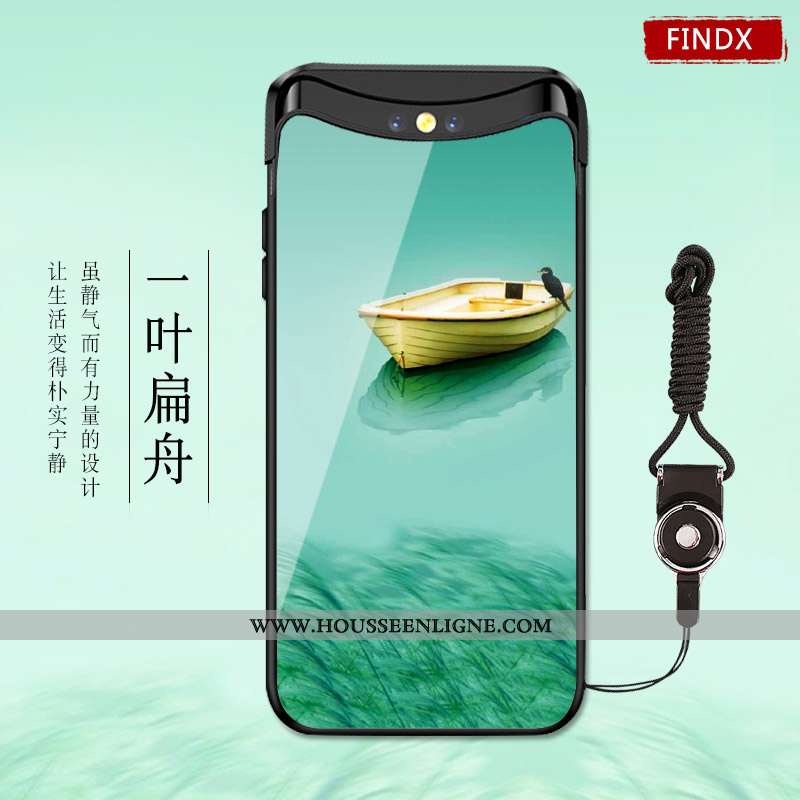 Étui Oppo Find X Verre Personnalité Coque Protection Vert Tendance Verte