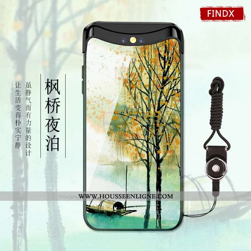 Étui Oppo Find X Verre Personnalité Coque Protection Vert Tendance Verte