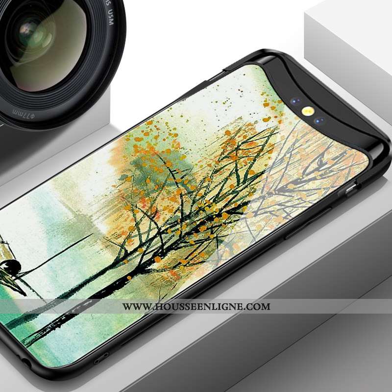 Étui Oppo Find X Verre Personnalité Coque Protection Vert Tendance Verte