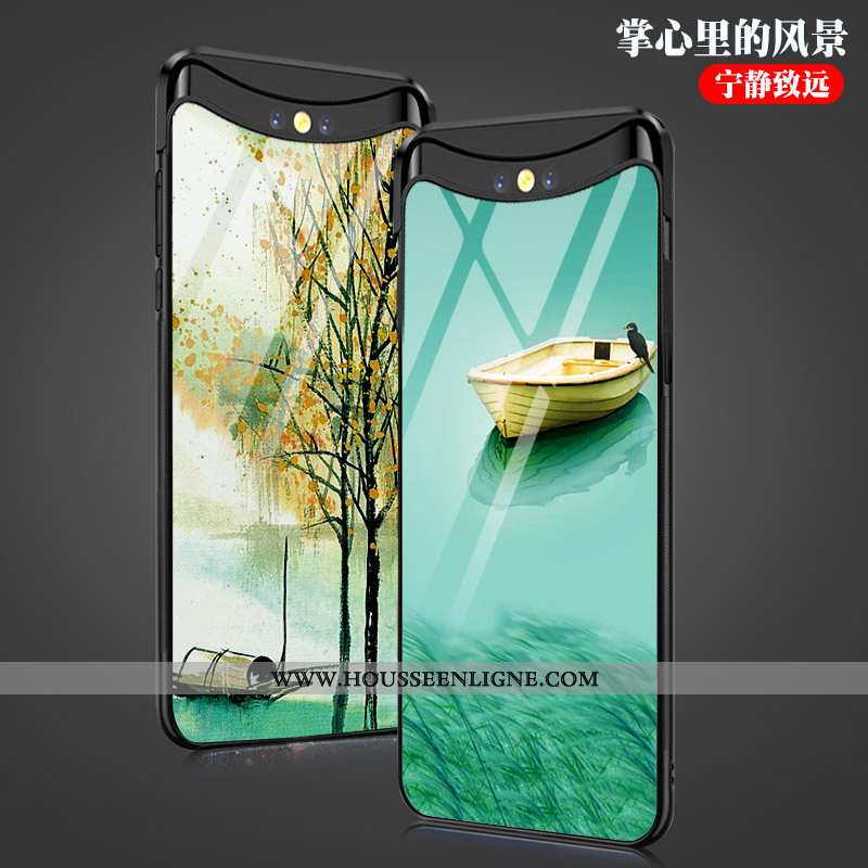 Étui Oppo Find X Verre Personnalité Coque Protection Vert Tendance Verte