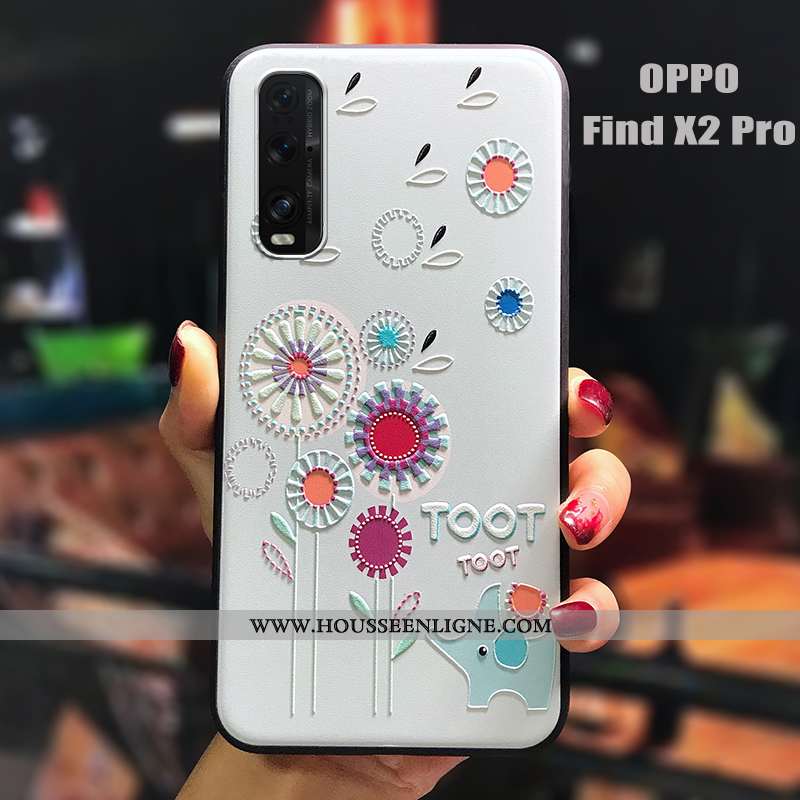 Étui Oppo Find X2 Pro Charmant Tendance Tout Compris Dessin Animé Petit Silicone Gaufrage Rose