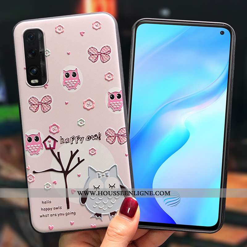 Étui Oppo Find X2 Pro Charmant Tendance Tout Compris Dessin Animé Petit Silicone Gaufrage Rose