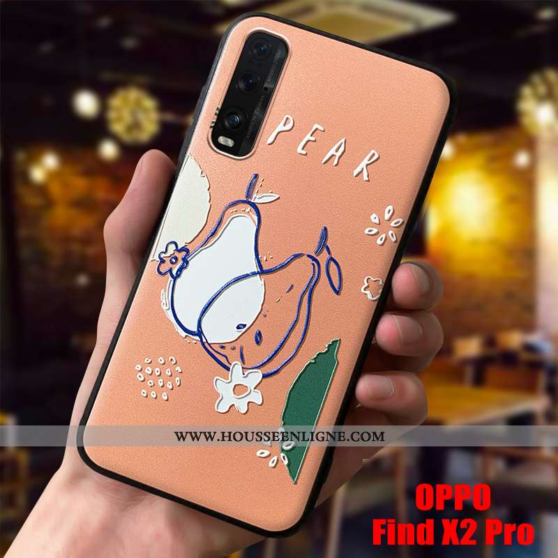 Étui Oppo Find X2 Pro Créatif Gaufrage Fruit Antidérapant Personnalité Incassable Verte