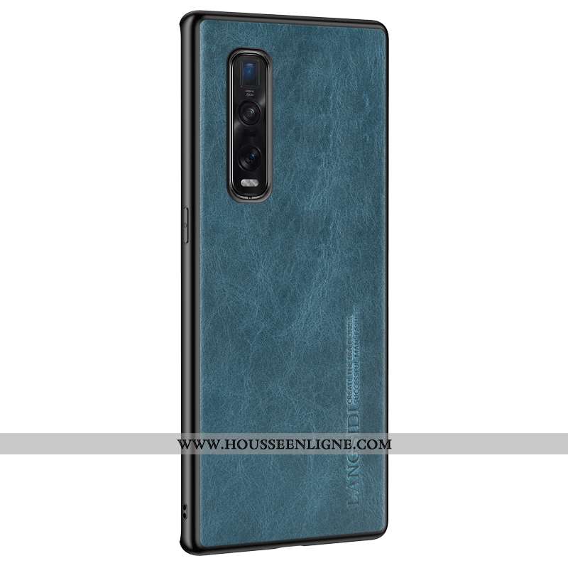 Étui Oppo Find X2 Pro Cuir Protection Net Rouge Coque Ultra Tendance Bleu
