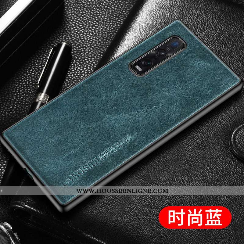 Étui Oppo Find X2 Pro Cuir Protection Net Rouge Coque Ultra Tendance Bleu