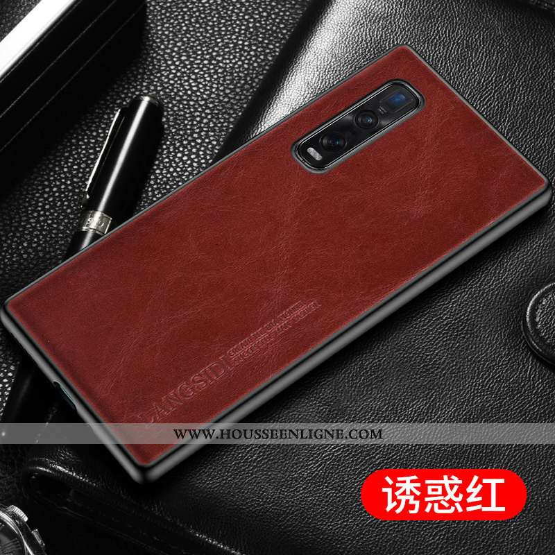 Étui Oppo Find X2 Pro Cuir Protection Net Rouge Coque Ultra Tendance Bleu