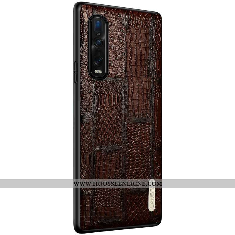 Étui Oppo Find X2 Pro Personnalité Créatif Coque Protection Business Marron Modèle Fleurie