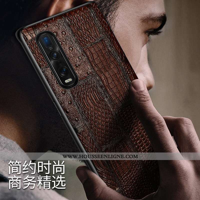 Étui Oppo Find X2 Pro Personnalité Créatif Coque Protection Business Marron Modèle Fleurie
