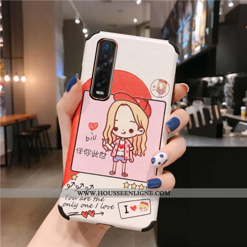 Étui Oppo Find X2 Pro Protection Dessin Animé Blanc Téléphone Portable Tout Compris Modèle Fleurie B