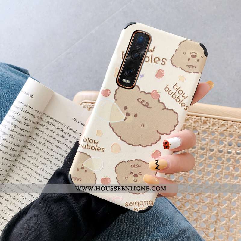 Étui Oppo Find X2 Pro Protection Dessin Animé Blanc Téléphone Portable Tout Compris Modèle Fleurie B