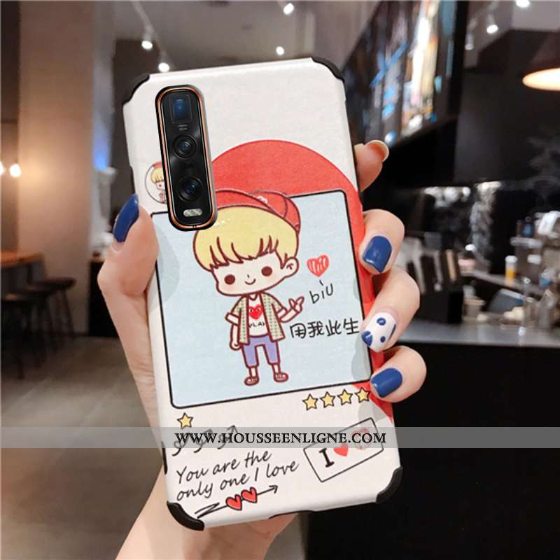 Étui Oppo Find X2 Pro Protection Dessin Animé Blanc Téléphone Portable Tout Compris Modèle Fleurie B