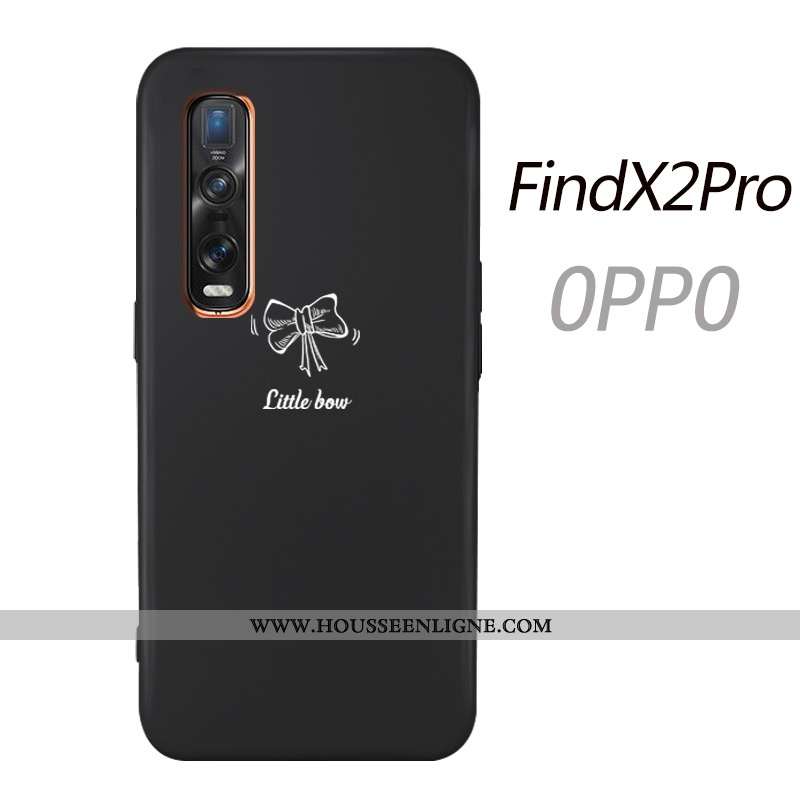 Étui Oppo Find X2 Pro Ultra Tendance Tout Compris Silicone Fluide Doux Simple Amoureux Noir