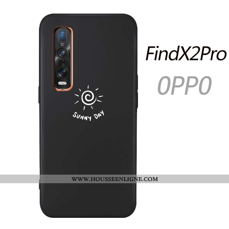 Étui Oppo Find X2 Pro Ultra Tendance Tout Compris Silicone Fluide Doux Simple Amoureux Noir