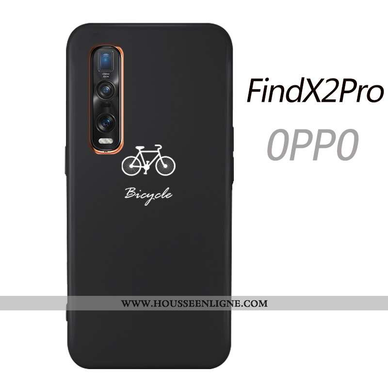 Étui Oppo Find X2 Pro Ultra Tendance Tout Compris Silicone Fluide Doux Simple Amoureux Noir