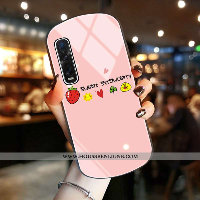 Étui Oppo Find X2 Pro Verre Protection Frais Téléphone Portable Violet Coque Rose