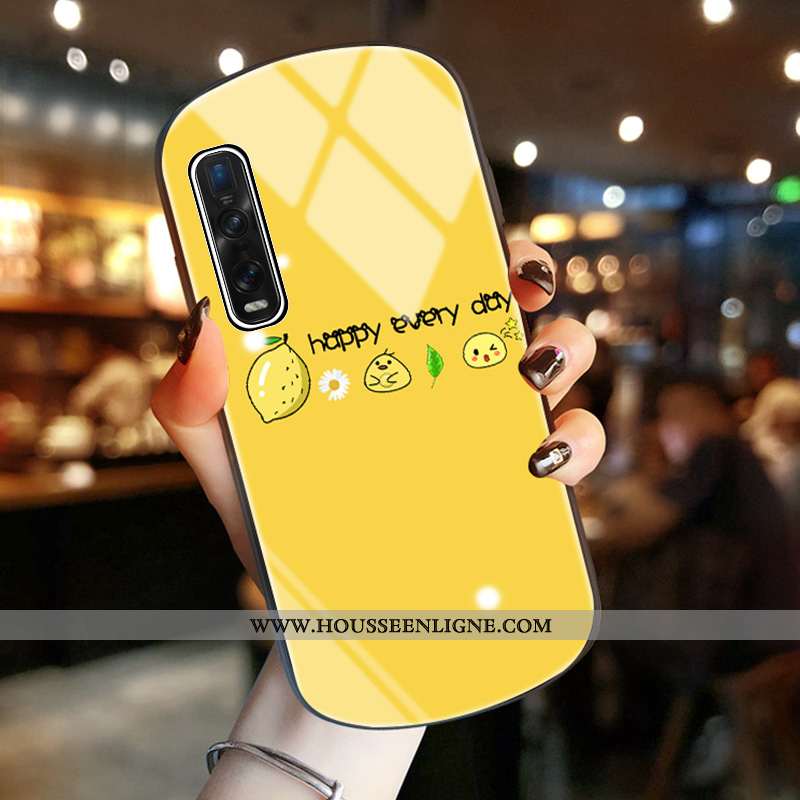 Étui Oppo Find X2 Pro Verre Protection Frais Téléphone Portable Violet Coque Rose