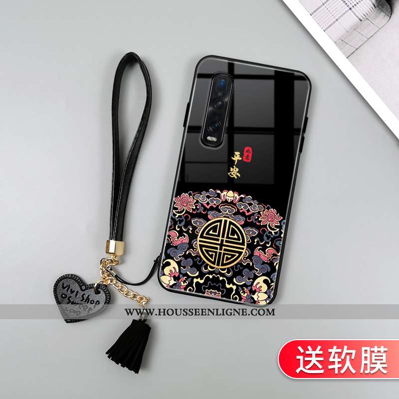Étui Oppo Find X2 Pro Vintage Tendance Coque Amoureux Créatif Net Rouge Verre Noir