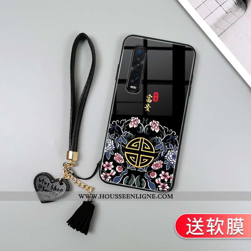 Étui Oppo Find X2 Pro Vintage Tendance Coque Amoureux Créatif Net Rouge Verre Noir