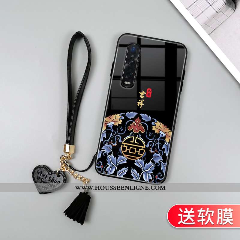 Étui Oppo Find X2 Pro Vintage Tendance Coque Amoureux Créatif Net Rouge Verre Noir