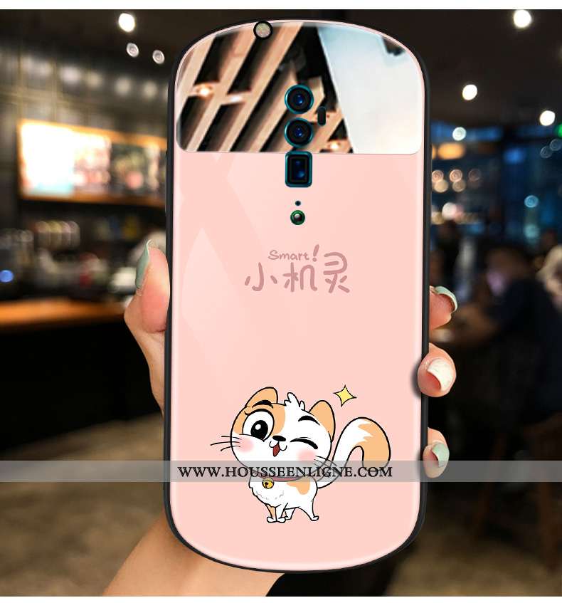 Étui Oppo Reno 10x Zoom Charmant Tendance Coque Rond Rose Dessin Animé Amoureux