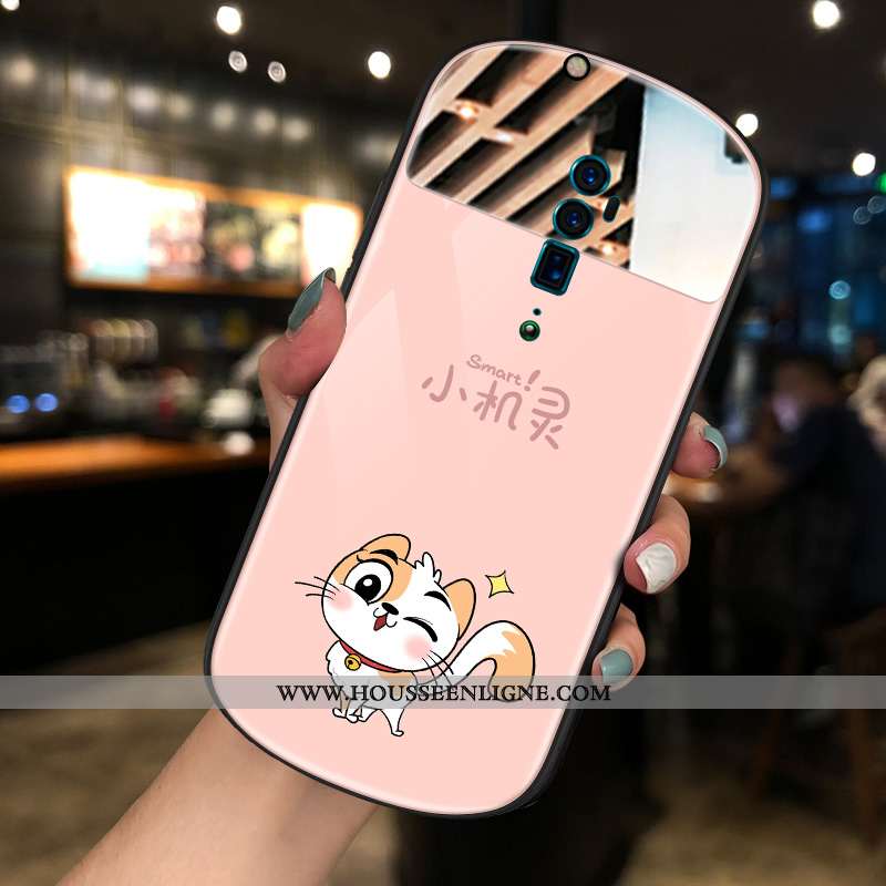 Étui Oppo Reno 10x Zoom Charmant Tendance Coque Rond Rose Dessin Animé Amoureux