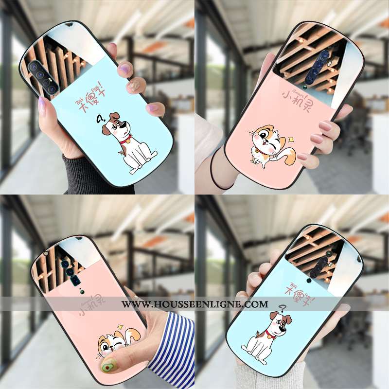 Étui Oppo Reno 10x Zoom Charmant Tendance Coque Rond Rose Dessin Animé Amoureux