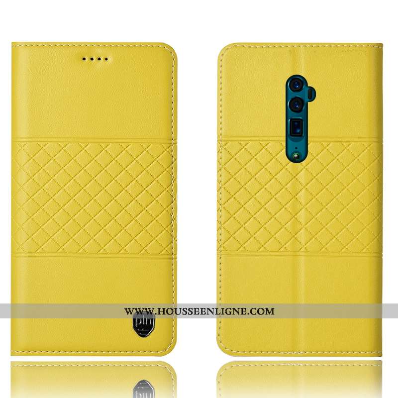 Étui Oppo Reno 10x Zoom Protection Cuir Véritable Incassable Tout Compris Jaune Téléphone Portable C
