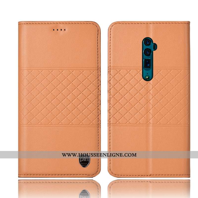 Étui Oppo Reno 10x Zoom Protection Cuir Véritable Incassable Tout Compris Jaune Téléphone Portable C