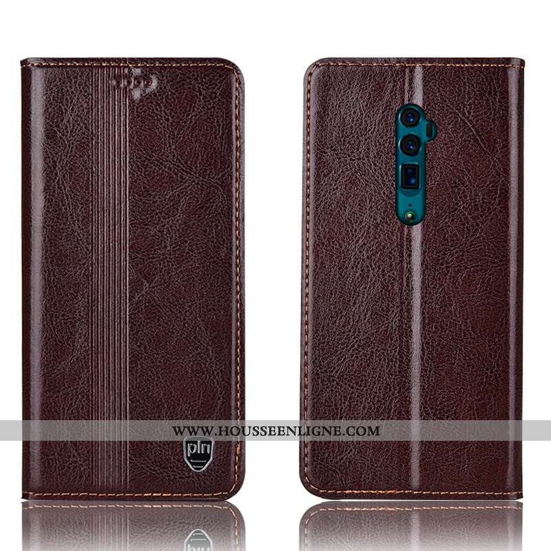 Étui Oppo Reno 10x Zoom Protection Cuir Véritable Incassable Téléphone Portable Tout Compris Rouge
