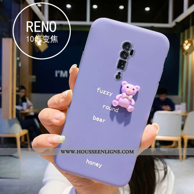 Étui Oppo Reno 10x Zoom Silicone Charmant Téléphone Portable Résine Violet Petit