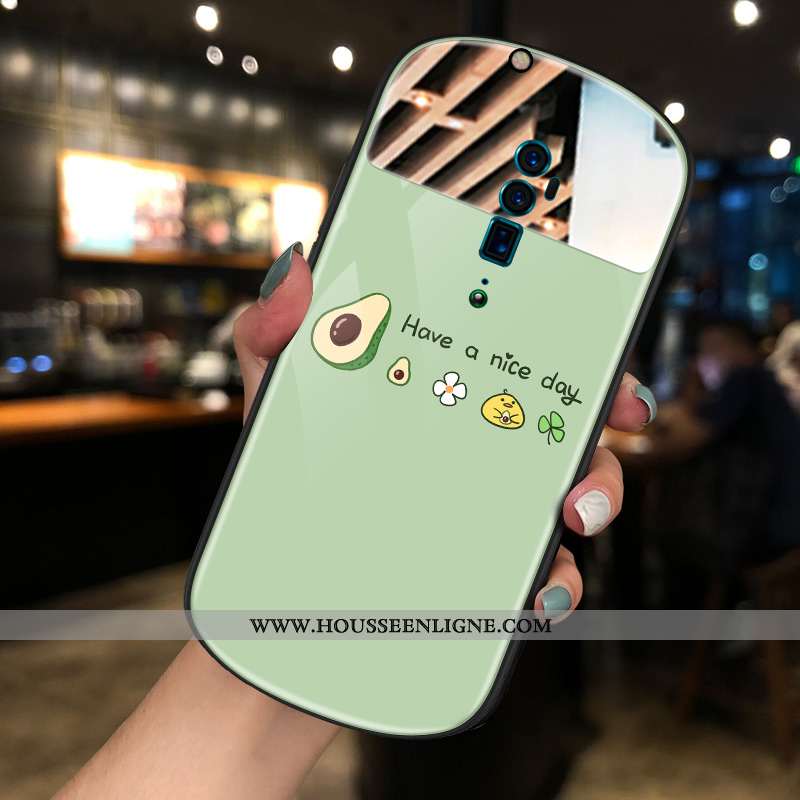 Étui Oppo Reno 10x Zoom Tendance Jaune Rond Maquillage Net Rouge Téléphone Portable Miroir
