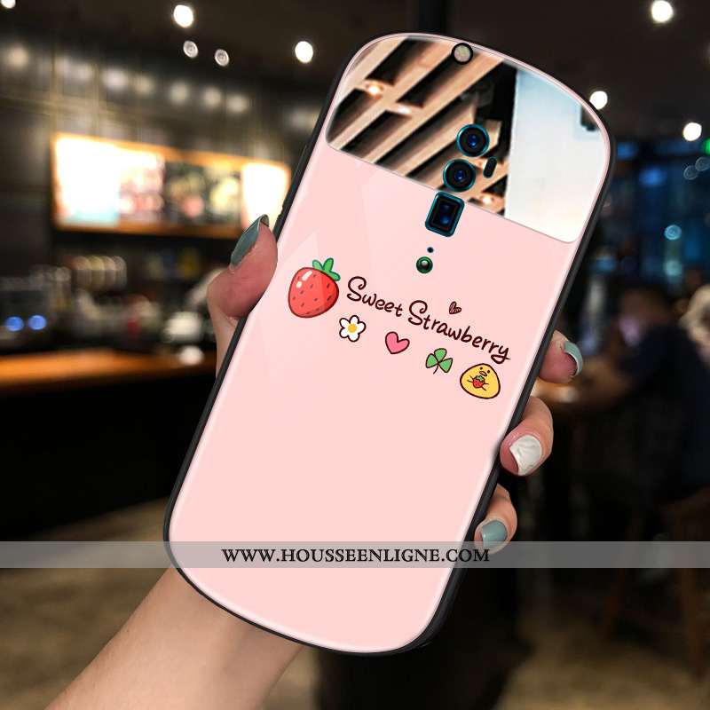 Étui Oppo Reno 10x Zoom Tendance Jaune Rond Maquillage Net Rouge Téléphone Portable Miroir