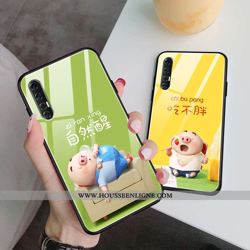 Étui Oppo Reno 3 Pro Créatif Dessin Animé Légère Vert Protection Fluide Doux Verte