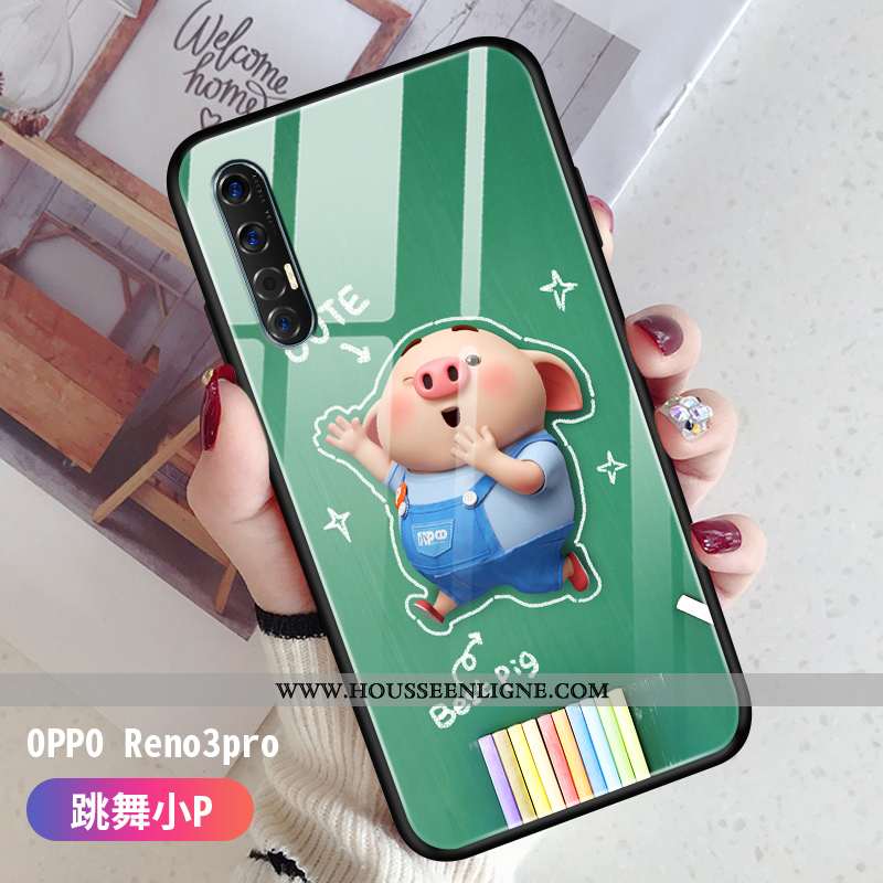 Étui Oppo Reno 3 Pro Créatif Dessin Animé Légère Vert Protection Fluide Doux Verte