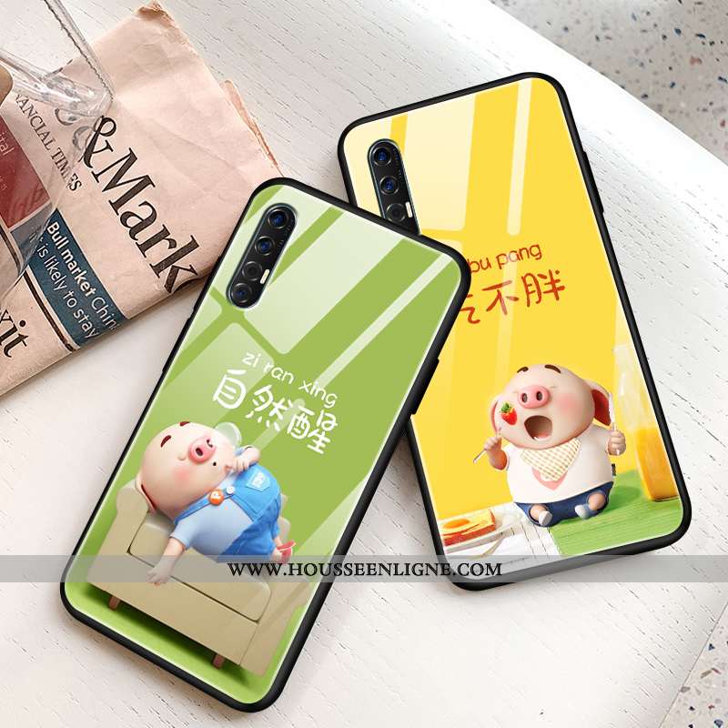 Étui Oppo Reno 3 Pro Créatif Dessin Animé Légère Vert Protection Fluide Doux Verte