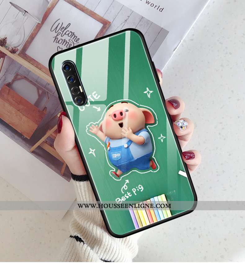 Étui Oppo Reno 3 Pro Créatif Dessin Animé Légère Vert Protection Fluide Doux Verte