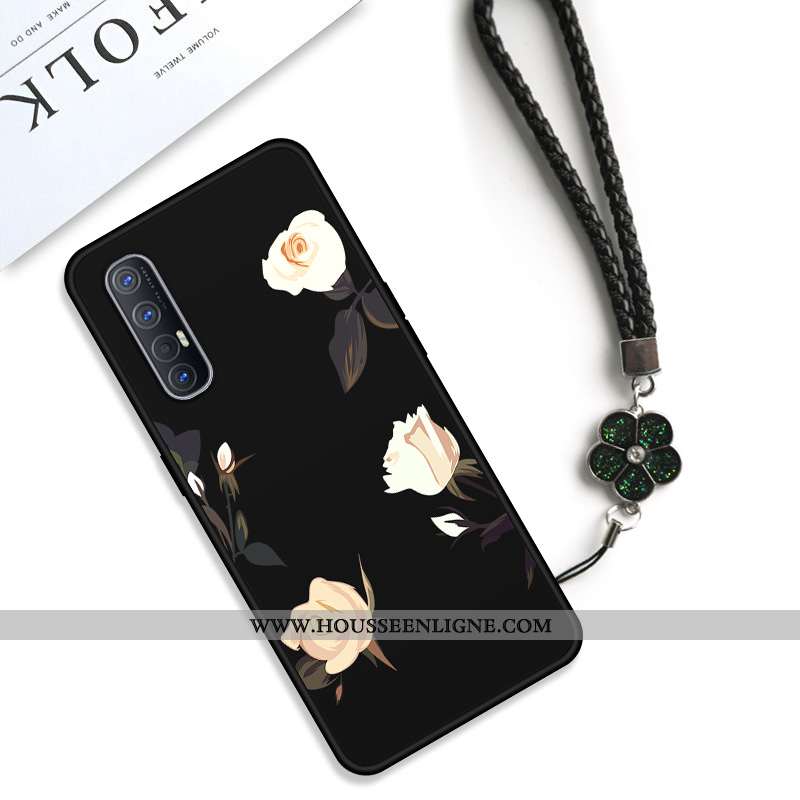 Étui Oppo Reno 3 Pro Fluide Doux Silicone Classic Tendance Dentelle Incassable Personnalité Noir