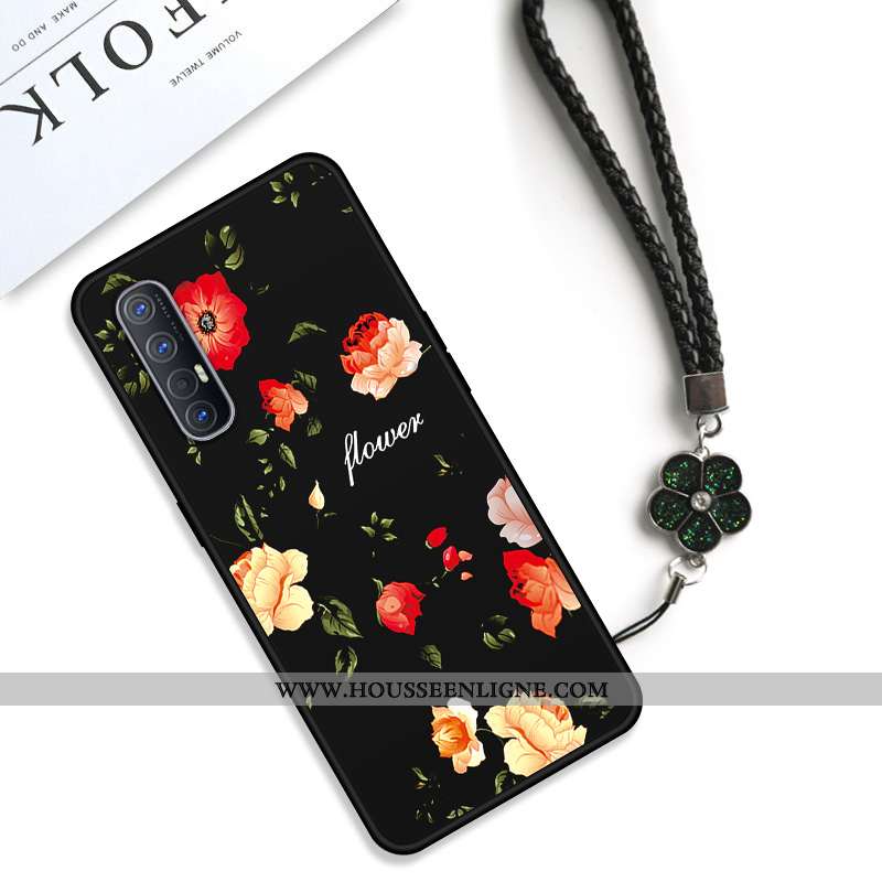 Étui Oppo Reno 3 Pro Fluide Doux Silicone Classic Tendance Dentelle Incassable Personnalité Noir