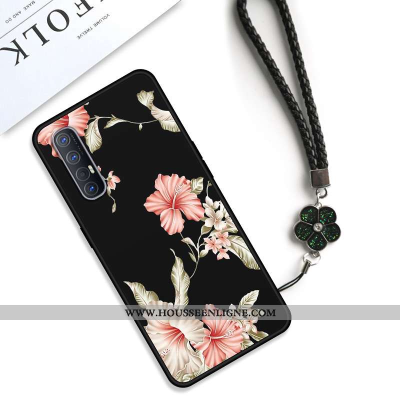 Étui Oppo Reno 3 Pro Fluide Doux Silicone Classic Tendance Dentelle Incassable Personnalité Noir