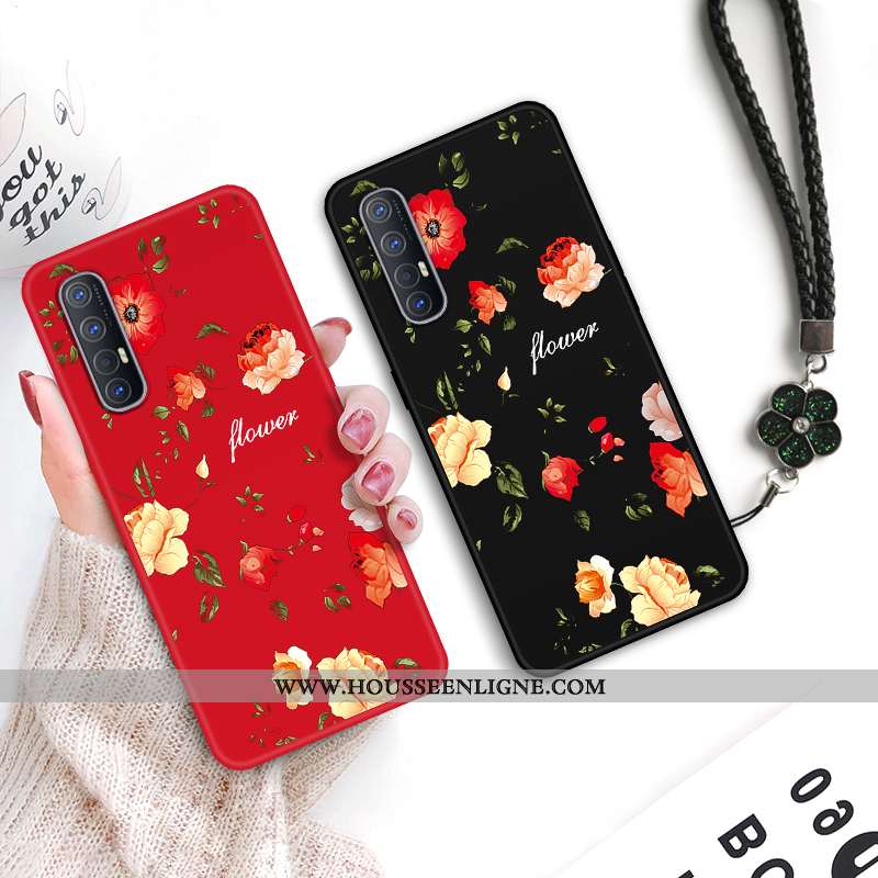 Étui Oppo Reno 3 Pro Fluide Doux Silicone Classic Tendance Dentelle Incassable Personnalité Noir