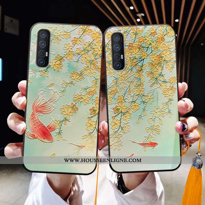 Étui Oppo Reno 3 Pro Ornements Suspendus Personnalité Vert Téléphone Portable Coque À Franges Frais 