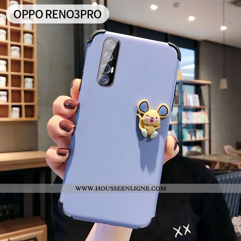 Étui Oppo Reno 3 Pro Protection Délavé En Daim Ultra Petit Net Rouge Silicone Bleu