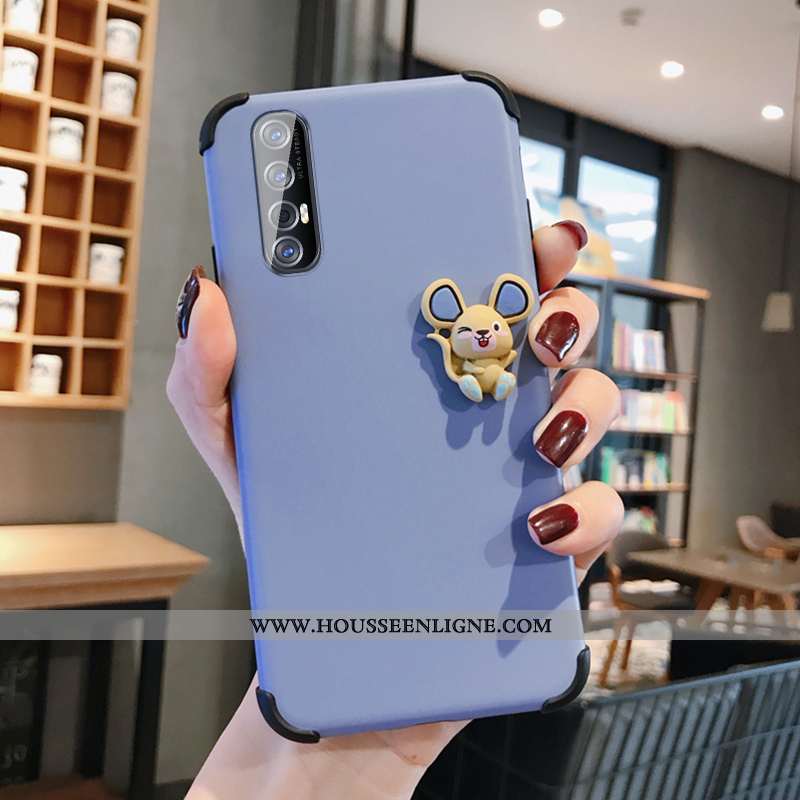 Étui Oppo Reno 3 Pro Protection Délavé En Daim Ultra Petit Net Rouge Silicone Bleu