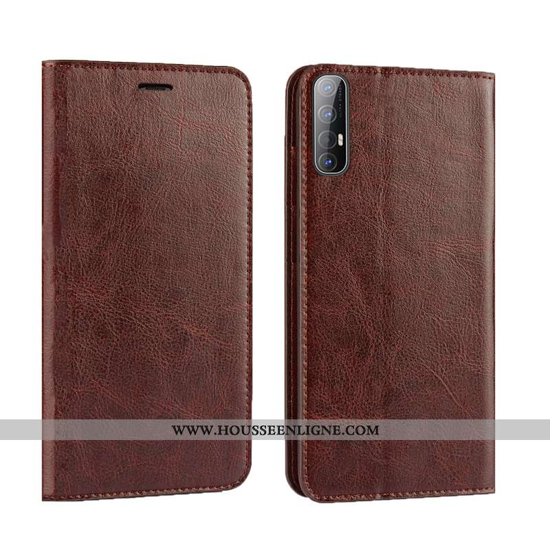 Étui Oppo Reno 3 Pro Protection Luxe Téléphone Portable Business Qualité Cuir Marron