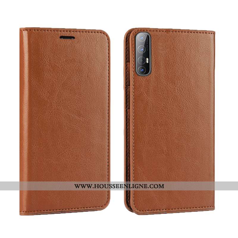 Étui Oppo Reno 3 Pro Protection Luxe Téléphone Portable Business Qualité Cuir Marron
