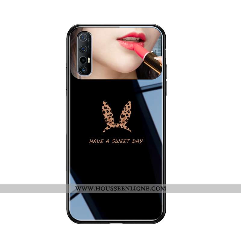 Étui Oppo Reno 3 Pro Protection Verre Des Oreilles De Lapin Incassable Personnalité Miroir Fluide Do