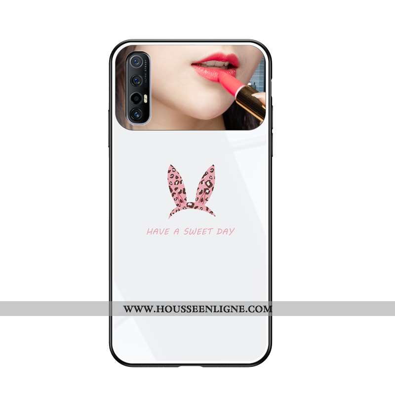 Étui Oppo Reno 3 Pro Protection Verre Des Oreilles De Lapin Incassable Personnalité Miroir Fluide Do