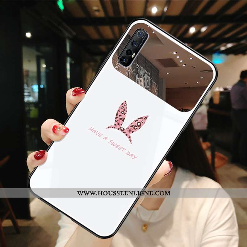 Étui Oppo Reno 3 Pro Protection Verre Des Oreilles De Lapin Incassable Personnalité Miroir Fluide Do